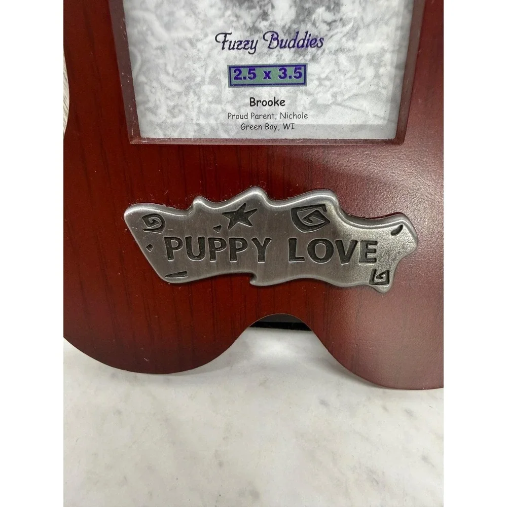 The Weston Gallery Puppy Love Dog Bone Wood Picture Frame 2.5x3.5 Mahogany Tone
